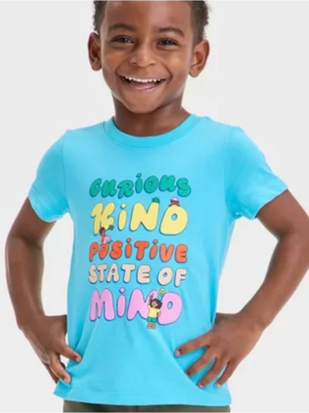 Cat & Jack Toddler Graphic‎ Tee 12M Blue Positive Message Shirt NWT Unisex